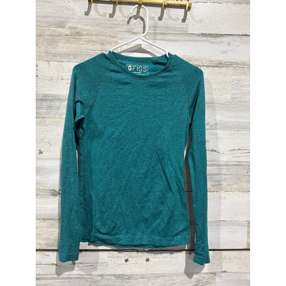 Figs Seamless Long Sleeve Shirt Women XS Teal Fitted Underscrub Athletic